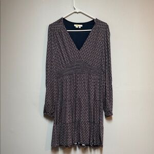 Boden Long Sleeve Dress in Navy and Red